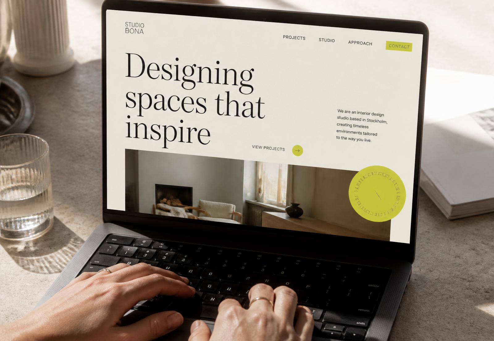 Editorial website design shown on a laptop