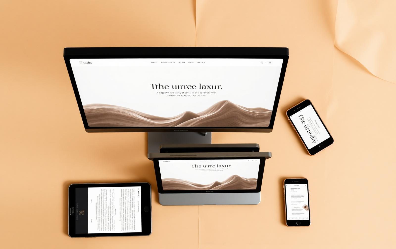 Responsive website rendered across ultrawide monitor, laptop, tablet and phone